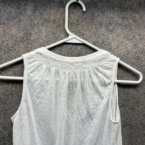 Lilly Pulitzer Shirt Top Womens XXS White Sleeveless Linen Smocked Lightweight - Picture 5 of 9